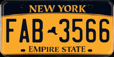 NY license plate FAB3566