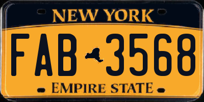 NY license plate FAB3568