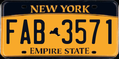 NY license plate FAB3571