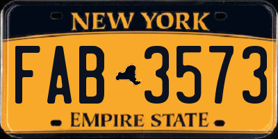 NY license plate FAB3573