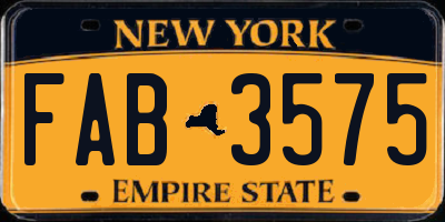 NY license plate FAB3575