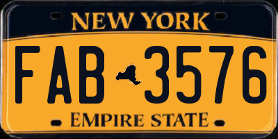 NY license plate FAB3576