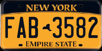 NY license plate FAB3582