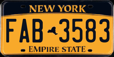 NY license plate FAB3583