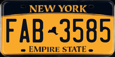 NY license plate FAB3585