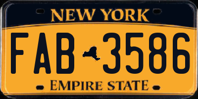 NY license plate FAB3586