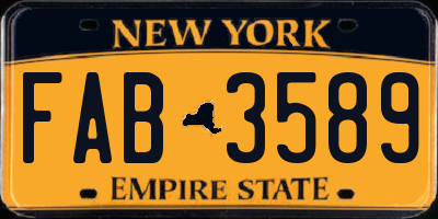 NY license plate FAB3589