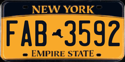 NY license plate FAB3592