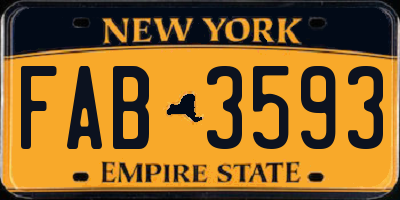 NY license plate FAB3593