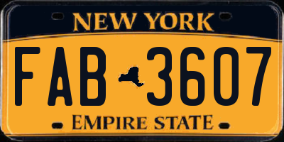 NY license plate FAB3607