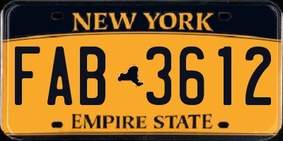 NY license plate FAB3612