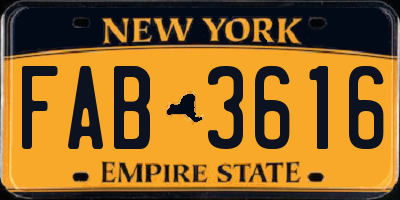 NY license plate FAB3616