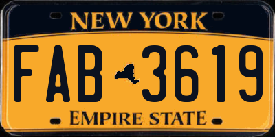 NY license plate FAB3619