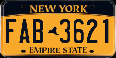 NY license plate FAB3621