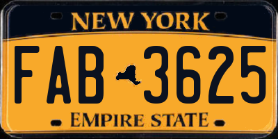 NY license plate FAB3625