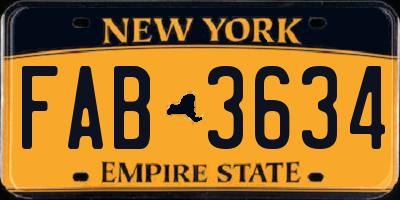 NY license plate FAB3634