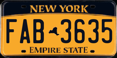 NY license plate FAB3635