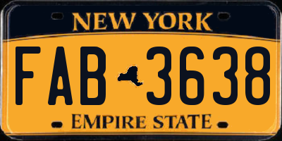 NY license plate FAB3638