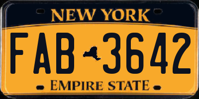 NY license plate FAB3642