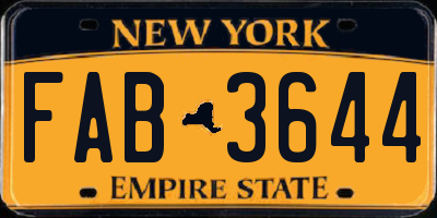 NY license plate FAB3644
