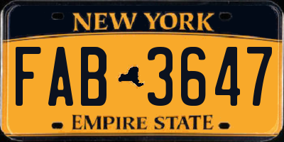 NY license plate FAB3647