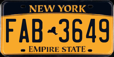 NY license plate FAB3649