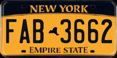 NY license plate FAB3662