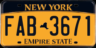 NY license plate FAB3671