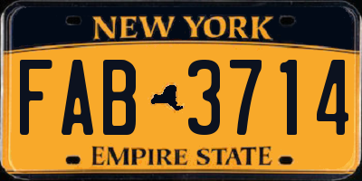 NY license plate FAB3714