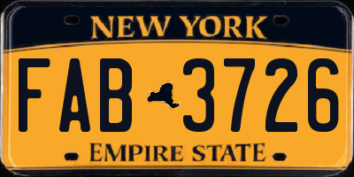 NY license plate FAB3726