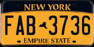 NY license plate FAB3736