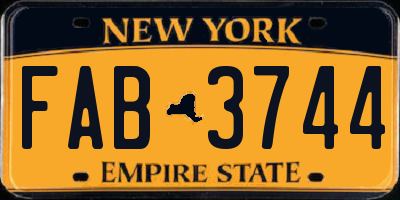 NY license plate FAB3744