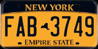 NY license plate FAB3749