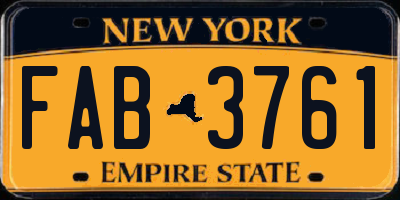 NY license plate FAB3761