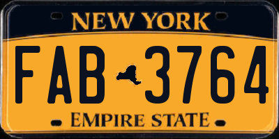 NY license plate FAB3764