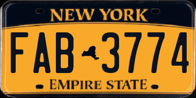 NY license plate FAB3774