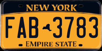 NY license plate FAB3783