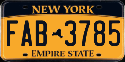 NY license plate FAB3785