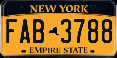 NY license plate FAB3788
