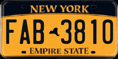 NY license plate FAB3810