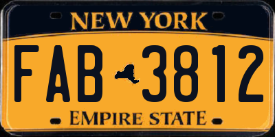 NY license plate FAB3812