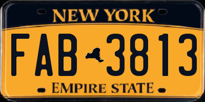NY license plate FAB3813