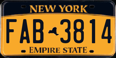 NY license plate FAB3814