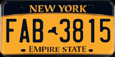 NY license plate FAB3815