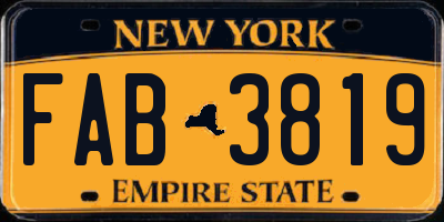 NY license plate FAB3819