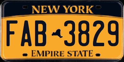 NY license plate FAB3829