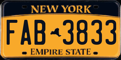 NY license plate FAB3833