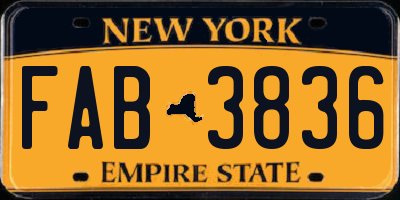 NY license plate FAB3836