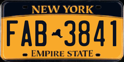 NY license plate FAB3841
