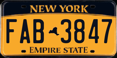 NY license plate FAB3847
